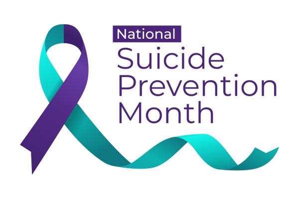 Purple and teal awareness ribbon for September is Suicide Prevention Month