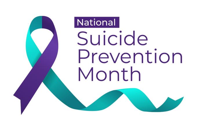Purple and teal awareness ribbon for September is Suicide Prevention Month